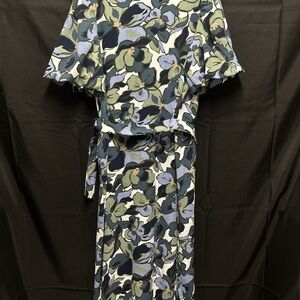 Fred David Floral Midi Dress with Belt